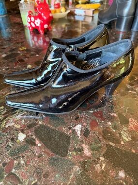 Aquatalia Zina Women's Black Patent Leather Bootie Pump Weatherproof 8